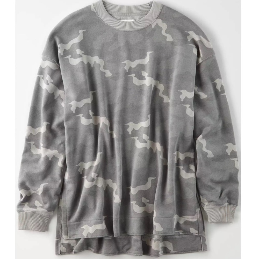 American Eagle Summer Fleece Tunic Sweatshirt Camo XXL